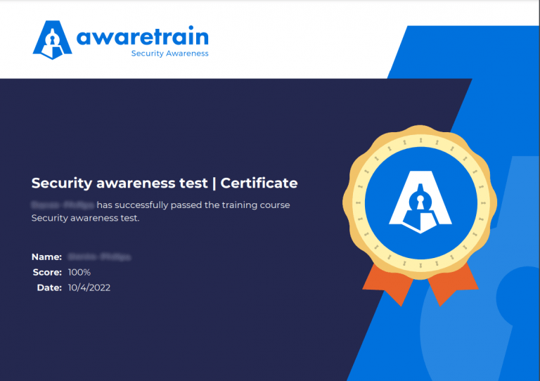 Awaretrain personal certificate