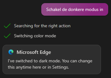 Donkere modus inschaken Bing Chat